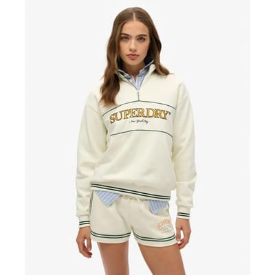 Superdry - Country Club sweatshirt met halve rits en losse pasvorm - Dames - Truien
