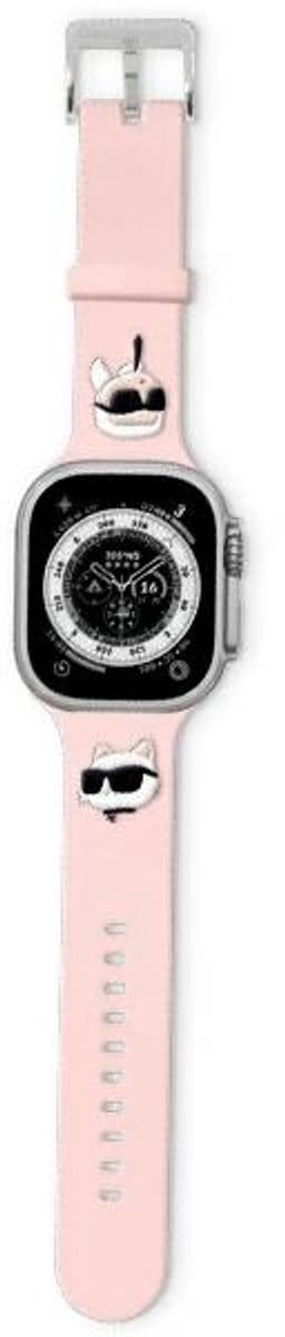 Karl - Lagerfeld - 3D rubberen Karl&Choupette hoofdband voor Apple Watch 42/44/45/49mm - roze