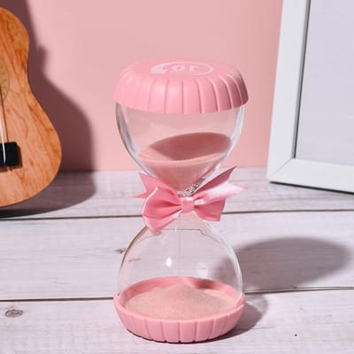 Decoratieve Zandloper met Geluidseffect voor Thuis, Kantoor en Spellen - 10/15/30 Minuten (30 Min Roze)