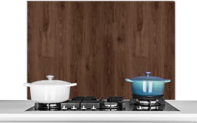Spatscherm keuken 100x65 cm - Kookplaat achterwand Bruin - Patronen - Hout - Muurbeschermer - Spatwand fornuis - Hoogwaardig aluminium
