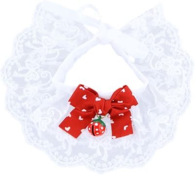 Kanten kattenhalsband met bel, verstelbare en comfortabele huisdierhalsband voor kleine en middelgrote katten, zacht en stijlvol (M, 25 cm)