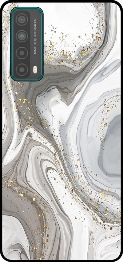 Smartphonica Telefoonhoesje Geschikt voor Huawei P Smart (2021) met marmer opdruk - TPU backcover case marble design - Zilver geschikt voor Huawei P Smart (2021)