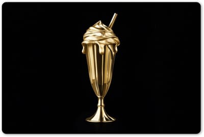 Placemats 45x30 cm - Placemat kunststof - 1 stuk - Milkshake - Goud - Drinken - Zwart - Borden onderleggers - Decoratie voor op tafel - Keuken tafeldecoratie accessoires - Vinyl onderlegger - Tafelversiering