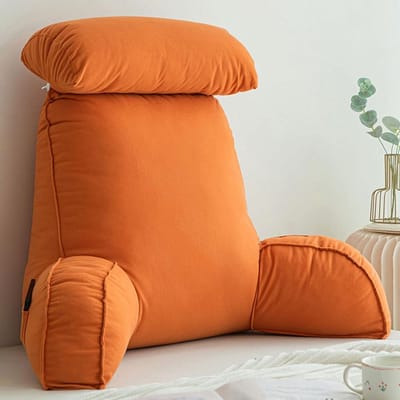 Leeskussen met armleuningen - Rugsteun kussen - Ontspannen in bed - Afneembare hoes - 75x40x50cm - Blauw