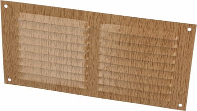AMIG Ventilatierooster/muurrooster - 100 x 200mm - aluminium - beukenhout look - schoepenrooster