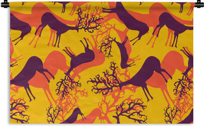 Wandkleed - Wanddoek - Patronen - Hert - Kleuren - 90x60 cm - Wandtapijt
