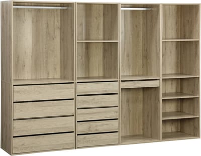 sweeek - Open kledingkast 4 modules modulair 9 lades hangruimtes en vakken - modulo