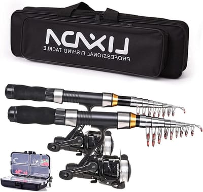 Complete Visset met Telescopische Hengel van 2.1m/2.3m, Spin Reel, Haakjes, Soft Lures en Opbergzak voor Vissers
