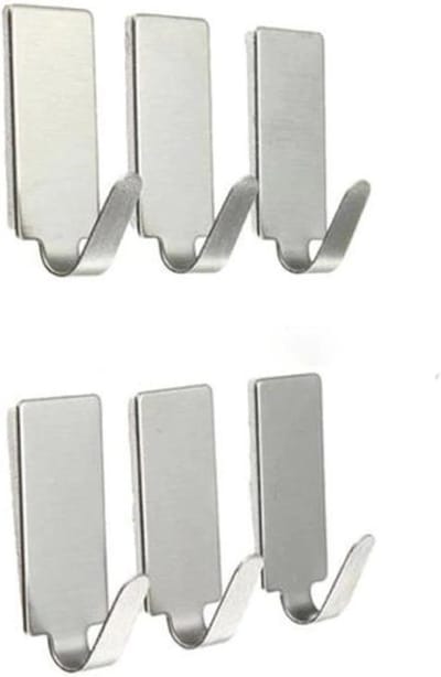 FSW-Trading - Keukenhaken - RVS - ZIlver - Zelfklevend - 6 Stuks