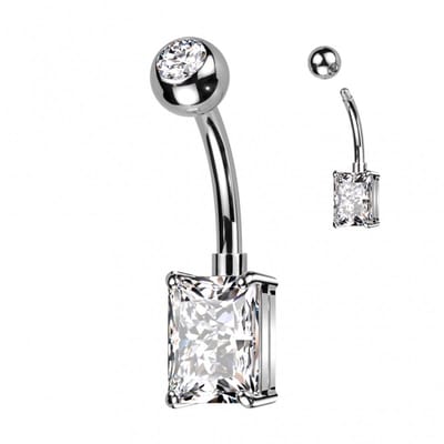 Piercing titanium rechthoekige steen - LMPiercings