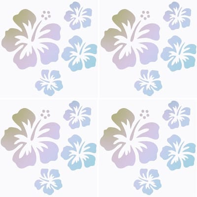 Dailygoods - Hawaïaanse Hibiscusbloesem-autostickers - Reflecterend - 4 vellen - Zelfklevend - Kleurrijke autoaccessoires - Geschikt voor SUV, laptop