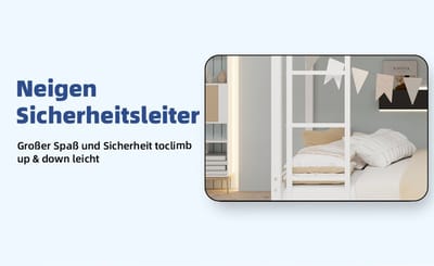 MIVRAY Stapelbed 90x190 cm - Met Ladder en Veiligheidshek - Zonder Matras - Ruimtebesparend voor Kinderkamer - Metaal - Wit