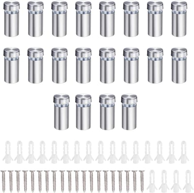 Dailygoods- Reclameschroef 20 Stuks - Afstandsschroef - Glasbevestigingsnagels - Roestvrij Staal - Duurzaam - Eenvoudig te Installeren - Afstandhouders
