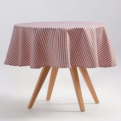 GAMUSI Rond vlekbestendig gestreept katoenen tafelkleed Arenza - OEKO-TEX 0- 155 x 155 cm - Tegel