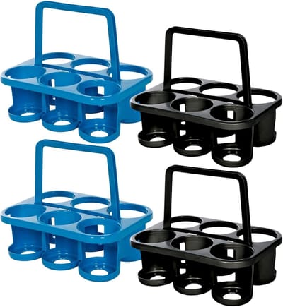 Novaliv 4X Flessendrager voor 24 Flessen - Stabiele Houding - Drankenmand Kunststof, Stapelbaar, 32x23x28cm Antraciet Zilver - Ideaal voor Keuken & Kelder Drankenmand Bierdrager Drankendrager