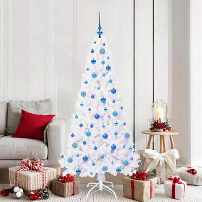 vidaXL - Kunstkerstboom - met - 300 - LED - Wit - 180 - cm - PVC - en - Staal