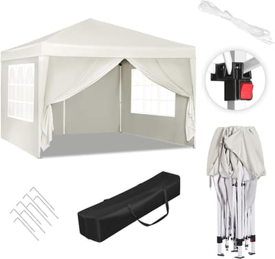 Partytent 3x3 m Waterdicht en Zonwerend met Zijwanden - Ideaal voor Tuin, Camping en Feesten