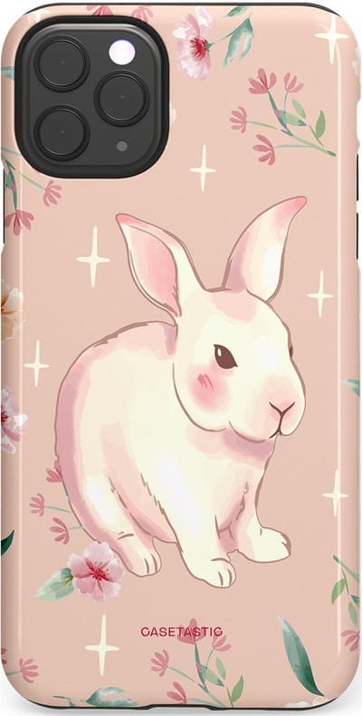 Casetastic Hoesje Geschikt voor Apple iPhone 11 Pro Max - Stijlvolle Beschermende Duo-layer Case - Schattig konijntje