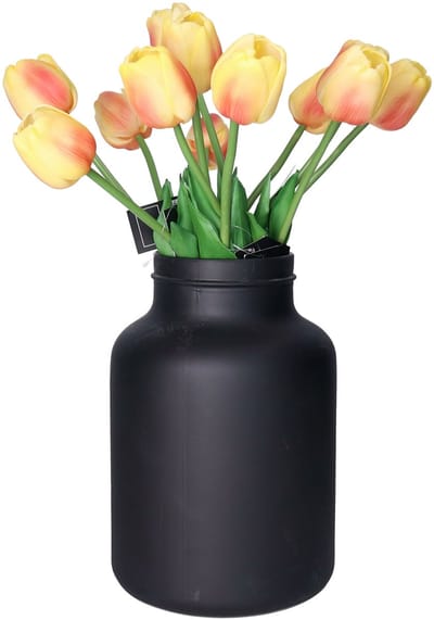 Countryfield Kunstbloemen boeket Tulp Tulipa - 10x - 44 cm - geel/oranje - Real Touch - kunst zijdebloemen
