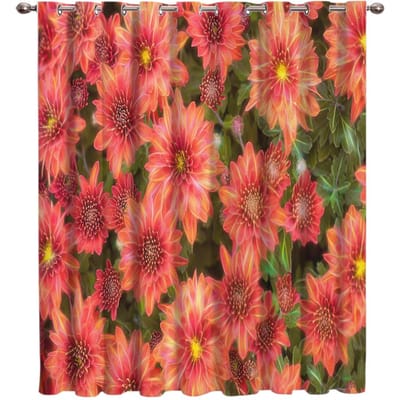Oranje Bloem Chic Raamgordijnen Scenische Gordijnen voor Woonkamer Decoratieve Artikelen Woonkamer 135W x 60H(cm)