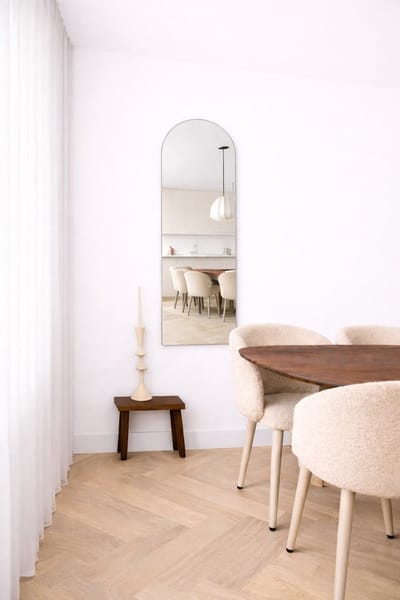 Nordic Style® Boogspiegel 150x45cm - Frameloos - Scandinavische Spiegels - Halfrond - Zonder lijst - Randloos - Frameloos - Pas spiegel - Staande spiegel - Kleedkamer spiegel - Pas - Boog - Half Rond Ronde - Woonkamer - Wand - Muurspiegel - Muur