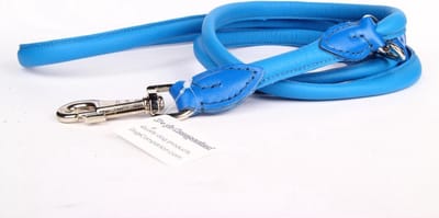 Dog's Companion - Leren Politielijn Hond, 220cm - Lengte: 220cm (10 mm), Kleur: Blauw - Verstelbaar op 130-170-210 cm