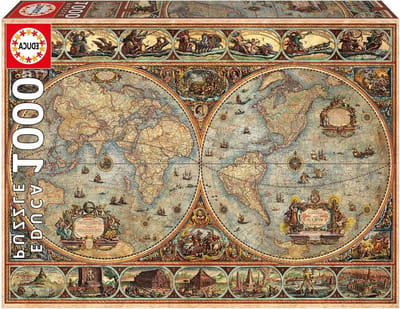 Legpuzzel Wereldkaart - Puzzel 1000 stukjes - Ontspanning Thuis - Plantaardige Inkt - 68 x 48 cm - Meerkleurig