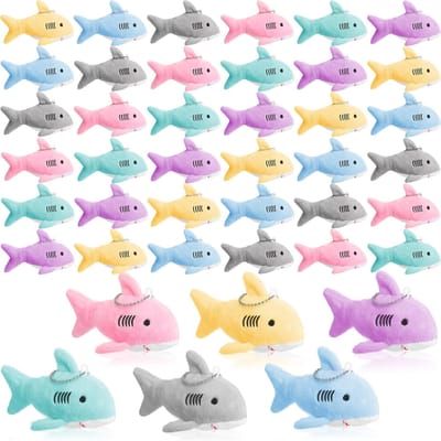 12-4s Haai Pluche Sleutelhanger Mini Knuffeldier 10 cm Haai Feestartikelen Grootverpakking Zachte Kleine Haai Sleutelhanger Haai Rugzak Sleutelhanger 12 PCS