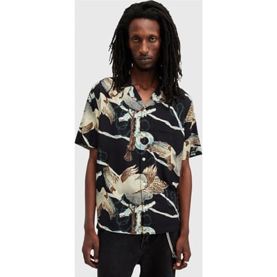 AllSaints Buzzard Ss Shirt Jet Black Maat: XS | Casual Overhemden Outlet | Heren | Zwart