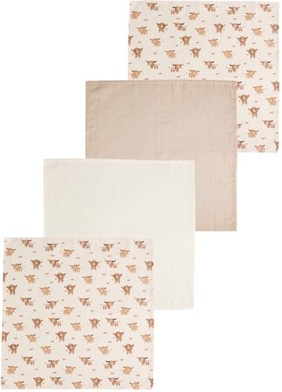 Next - Pasgeboren unisex - Set van 4 babymousseline-doekjes - Crème