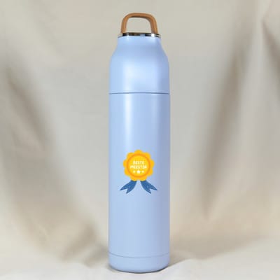 Thermosfles Meester Bedankt - Drinkfles Blauw 500 ml - Meester Cadeau - Afscheidscadeau Meester - Meester Cadeau Bedankt Meester - Meester Cadeau Einde Schooljaar