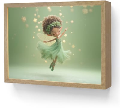 Nachtlampje 40x30 cm - Kinder lamp - Fee - Groen - Sprookje - Sterren - Tafellamp kinderkamer draadloos - Slaapkamer lampje - Bedlamp kinderen - Kinderlampje - Wandlamp babykamer - Nachtlampjes