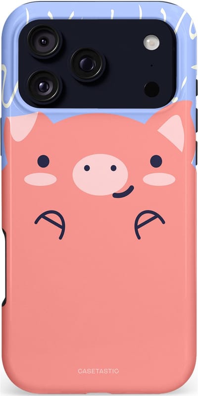 Casetastic hoesje geschikt voor Apple iPhone 17 Pro Max - MagSafe - Dubbellaagse bescherming - Knuffel van varken - Fashion Case - Koraal Lichtblauw