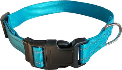 Rieba® Halsband Hond - Hondenhalsband - Reflecterend - Zeer Sterk - Verstelbaar - Geschikt voor elke Hondenriem - Honden - Blauw - Maat M