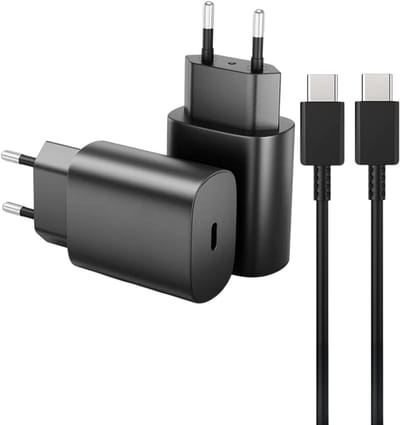 USB C Adapter 25W Oplader met USB C naar USB C Oplaadkabel - 1M kabel Geschikt voor Samsung Galaxy S25/S24/S23 Ultra/FE/Plus/A16/A15/A55/A35/A56/A36/A26 & iPhone 16 /15/Pro/Pro max