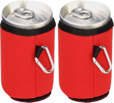 *** 5x Blikjes Koeler Koelhoud Hoesjes met karabijnhaak - Zwart - Voordeelpakket/Frisdrank/Bier Blikjes Koelhouden - van Heble® ***