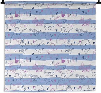 Wandkleed - Wanddoek - Bikini - Zomer - Patronen - 180x180 cm - Wandtapijt