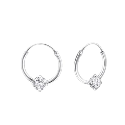 Aramat Jewels | Oorringen | Zilveren Oorringetjes - Zirkonia Transparant - 12mm | | | |12mm | Zilver | Kinderen, Volwassenen | Cadeautje