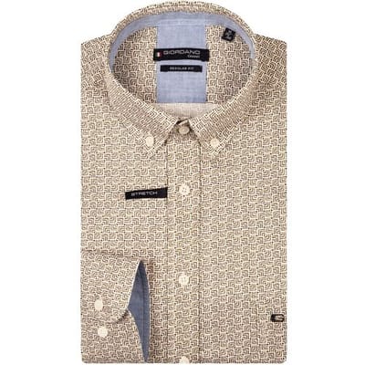 Giordano Overhemd Ivy Satin Stretch Abstract Pattern Zand / male
