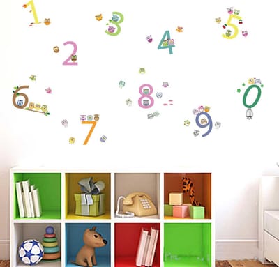 Walplus - Muursticker - Nummers met Uilen - Multicolor