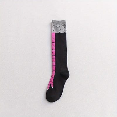 Bas drôles de pattes de poulet au-dessus du genou, bas de pression pour jambes fines, bas longs pour femmes, printemps, automne, hiver, collège, lycée, filles one-size gray