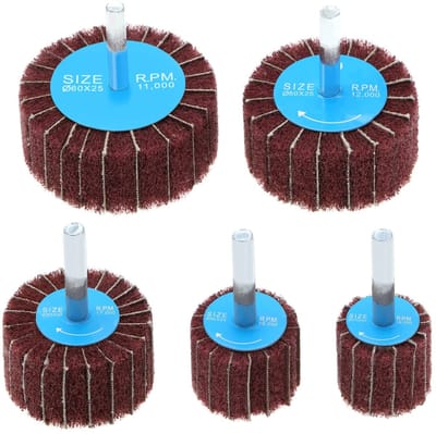 Dailygoods- Schuurpad 120 Korrel - Flap Schuurwielen - Nylon Vezel - 5x Schuurpads - 6 mm Schachtdiameter - Geschikt voor Metalen en Hout