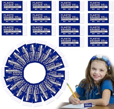 Dailygoods- Gummen 40 Stuks - Zachte Gum - Duurzame Vlakgom - Kunststof - Perfect voor School/Schetsen - Veilig en Onschadelijk - Radiergummis