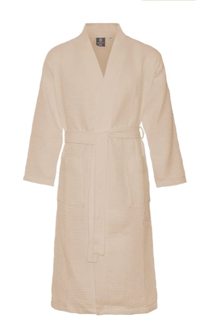 Sauna badjas wafel - biologisch katoen - beige unisex badjas - wafel kimono - Oeko-Tex - kimono - wafel badjas dames - wafel badjas heren - zand - maat XXL
