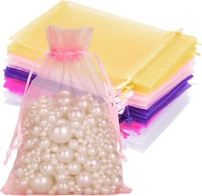 50 stuks organzazakjes voor bruiloften - 10 x 15 cm geschenkzakjes met trekkoord, ideaal voor snoepjes, sieraden en kleine cadeaus, veelkleurig