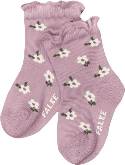 FALKE Little Ditsy Flowers gedessineerd katoen sokken baby roze - maat 62-68