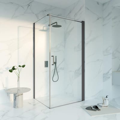 FugaFlow Eccelente Vetro Douchecabine - 100x80x200 - Profiel veiligheidsglas - anti kalk - Geborsteld Gunmetal PVD