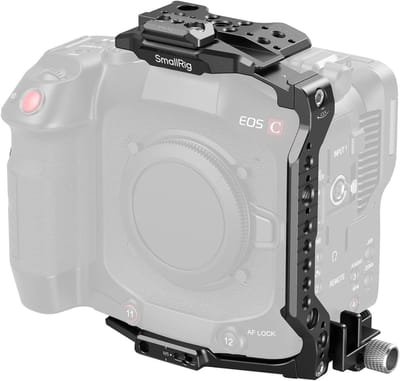 Modulaire Camera Cage voor Canon C80 met Topplaat, Zijkanten, Basisplaat en Koudshoe Bevestiging, HDMI Kabelklem en Meerdere Draadverbindingen voor Professionele Videoproductie