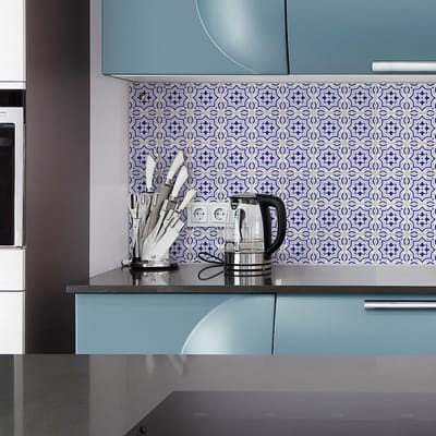 Zelfklevende tegelmuurstickers voor keuken en badkamer - 60 cementtegelstickers (Azulejos Urraca) - 60 stickers, 10x10cm