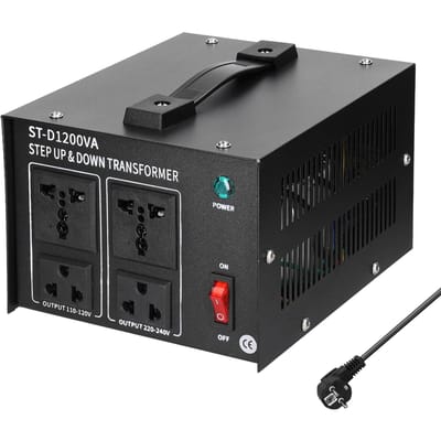 Transformateur élévateur et descendant, convertisseur de tension de taille compacte, 1200VA, appareils électriques portables pour la maison EU-plug noir